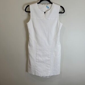 J Mclaughlin Style White Textured Sheath Dress Size 6
